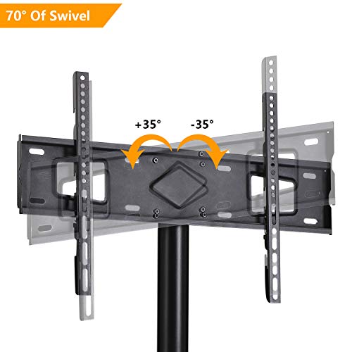 5Rcom Rolling Wood Entertainment TV Stands with Swivel Mount and Height Adjustable for Most Flat/Curved Panel TVs from 32 to 65 Inch, Sturdy and Durable, Walnut - Thumbnail 5