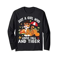 Turkey Pumpkin Umbrella Just A Girl Who Loves Fall And Tiger Long Sleeve T-Shirt