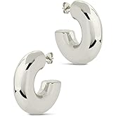 CONRAN KREMIX Waterproof Chunky Gold Hoops Earrings for Women Non Tarnish, Thick Gold Plated Circle Open Hoop,Lightweight Hollow Earrings Trendy