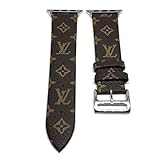 GGNYC 42/44MM Compatible Apple Watch Straps, Luxury Fashion PU Leather Classic Wrist Bands for Women and Men, Replacement for Apple Watch Series 4 3 2 1 42mm (fit for 44mm) (Small Monogram)