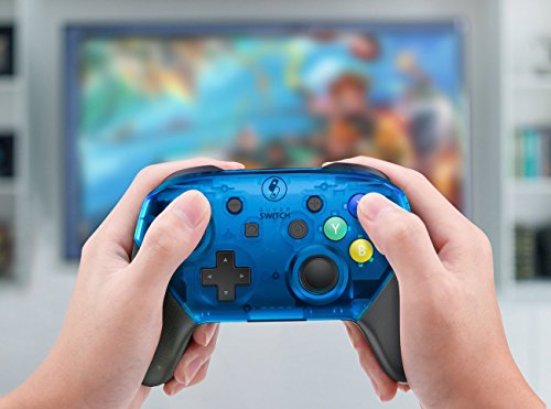 MASCARRY Replacement Shell Case for Switch Pro Controller, Super Switch DIY Transparent Faceplate and Backplate Case with Replacement Buttons for Switch Pro Controller (Ice Blue) - Thumbnail 4