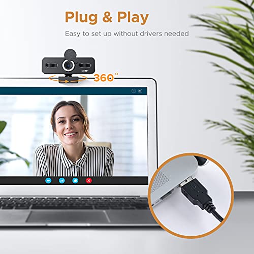Truefree 2K QHD Webcam with Microphone, Adjustable Ring Light & Privacy Cover, Autofocus USB Web Camera, Plug and Play, 110° Wide Angle, for Mac Desktop Laptop, Streaming Webcam for Zoom/Skype/YouTube
