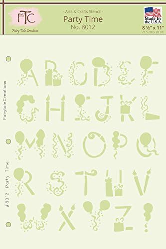 Fairytale Creations Party Time Alphabet Stencil, 8-1/2" L x 11" H