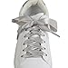 ZLY Wide Flat Satin Ribbon Shoelaces, Shoe Laces For Kids, Youths & Women's Sneaker Shoestrings, Gray