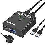 USB 3.0 Switch Selector, Bi-Directional USB Switch 2 in 1 Out / 1 in 2 Out, MLEEDA USB Switcher for 2 Computers Share Keyboard Mouse Scanner Printer, Desktop Controller and 2 USB3.0 Cables Included (Color: Black, Tamaño: 2 in 1 out)