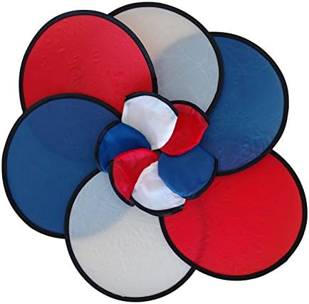 NOOBECR BZANY Red, White and Blue USA Patriotic Toy Pocket Fan Flying Disc with Pouch (Pack of 6)