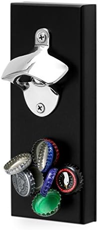 DAQQ Wall Mounted Beer Bottle Opener With Magnetic Cap Catcher, Stainless Steel, Black, Comes Packaged in a Nice Box, Great christmas Gift Idea For Men