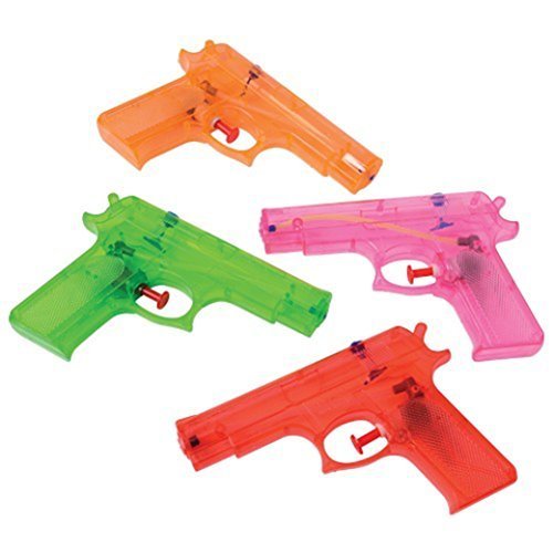 US Toy Assorted Color Large Plastic Squirt Water Guns - Set of 12