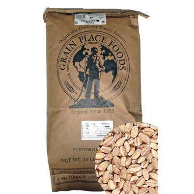 Grain Place Foods Organic Non-GMO Hulled Barley, USA Made 25 lb Bulk Bag - Nutritious Chewy Whole Grain