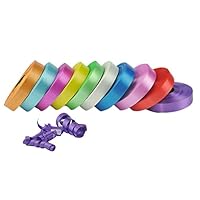 10 Pack Crimped Curling Ribbon Colorful Assorted for Gift Package Wrapping,Bows, Crafting, Wedding,Party (5/8 Inch Multi Color)