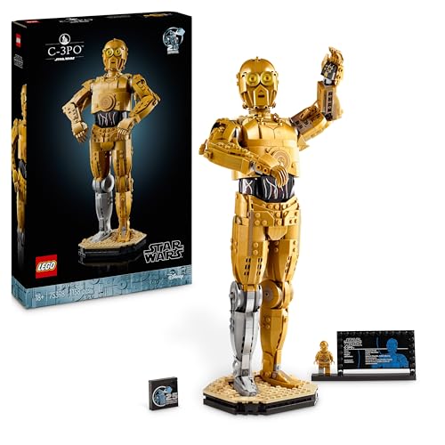 LEGO Star Wars 75398 C-3PO - Modellino di Droide da Costruire - Kit Modellismo per Adulti da Esposizione e da Collezione - Include Supporto, Targa Informativa e Minifigure - Idea Regalo per i Fan
