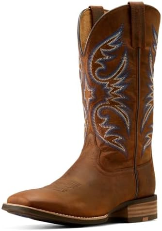 Ariat Men\'s Layton Brown/ Blue Leather Soft Toe Size 6 Western Cowboy Boots Amazon.com | ARIAT BMVY9 Mens Layton Western Boot Weathered  main image 4