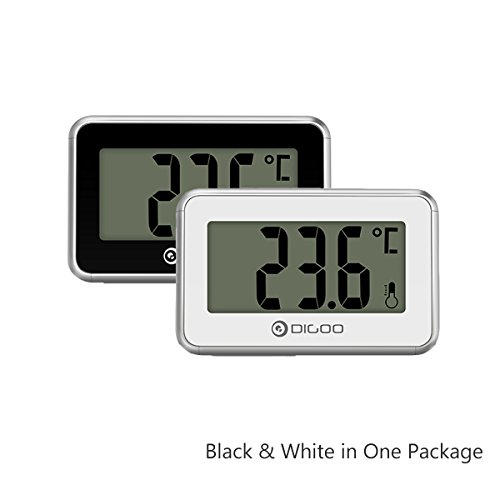 DIGOO TH1100 Indoor Thermometer, Home Mini Digital Indoor Temperature Monitor, Black & White, 2 Pack