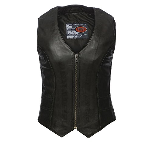 First Manufacturing Mens Savannah Women's Leather Vest (Black, 5X-Large)