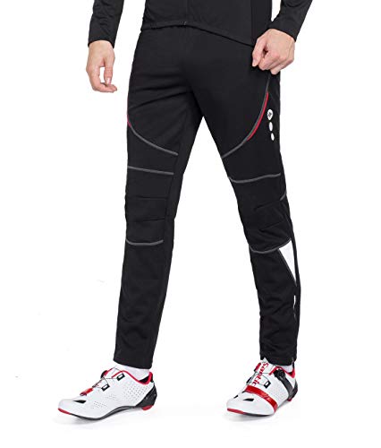 Santic Men's Cycling Pants Fleece Thermal Windproof Winter Outdoor Athletic Pants for Biking Running Hiking CN M,US S