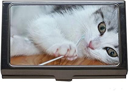 ステンレス鋼名刺入れ 男性と女性のための子猫ペット猫名刺ケース 名刺ケース 整理箱 文房具 オフィス用品 Amazon