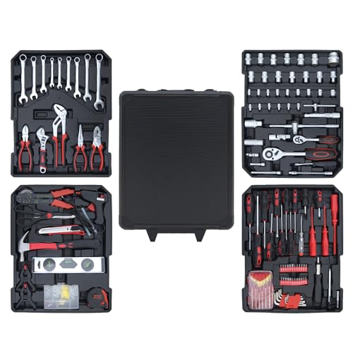 Hantinstom Haushaltswerkzeug-Set, unverzichtbares Reparatur-Set für Zuhause, mit Kunststoff-Werkzeugkasten, ideal für Studenten, Heimgebrauch und mehr