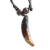 HZMAN Real Men's Pendant Necklace Adjustable Wolf Teeth Tribal