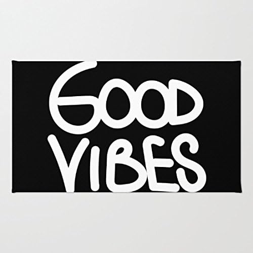 Poppylife Stylish Good Vibes Handwriting White On Back Area Rugs with Non-Skid 20" x 32"