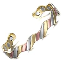HBBOOI Tricolor Design Pure Copper Magnetic Bracelet Bracelet Powerful Magnet Relieve Rheumatoid Arthritis Pain Healing Auxiliary Pain Relief Therapy Ladies and Men