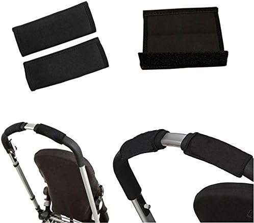 Shhanghe 2 PCs/Set Practical Black Comfortable Baby Pushchair Handle Sleeve Stroller Grip Cover Buggy Non-slip Mat