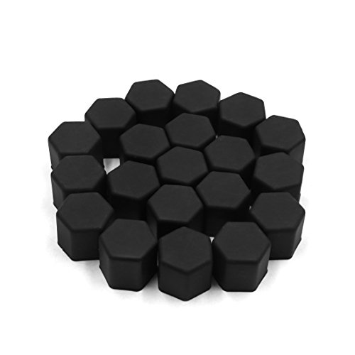 uxcell 20 Pcs 19mm Black Silicone Car Vehicle Wheel Tyre Hub Screw Bolt Nut Cap Covers
