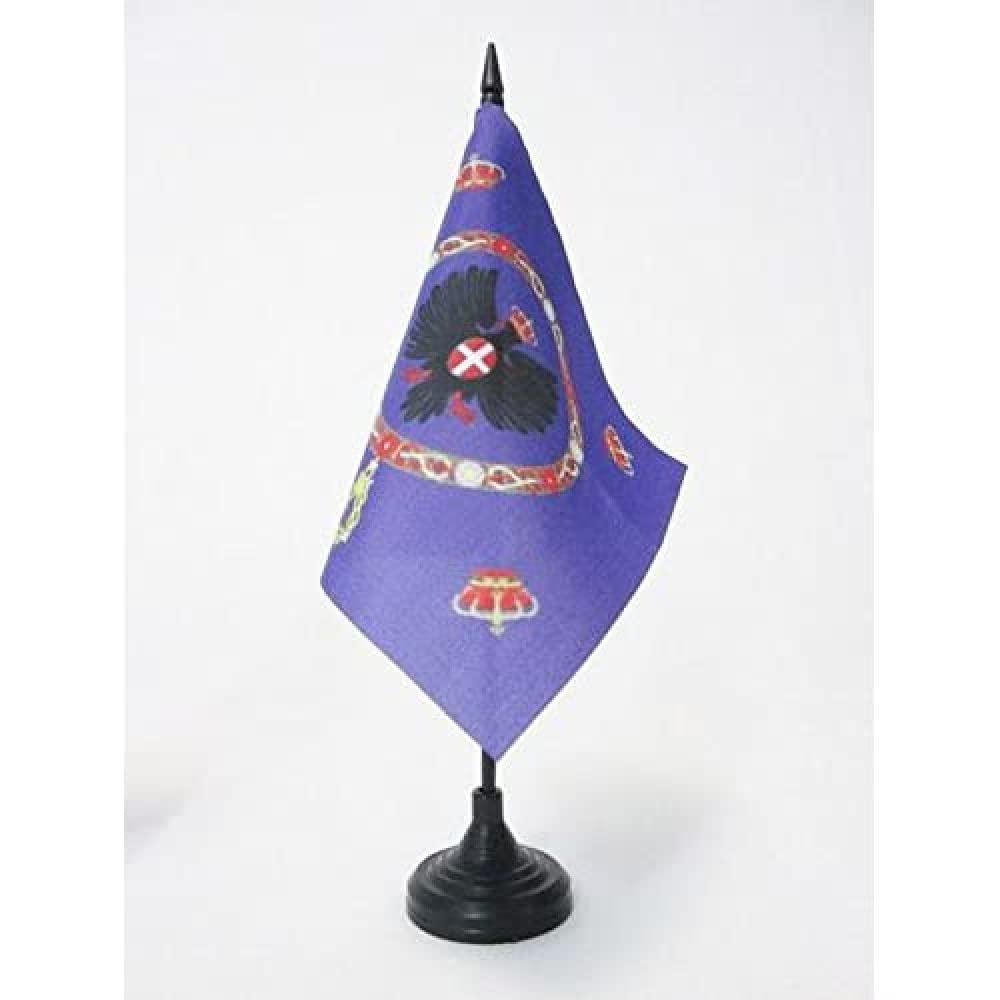 AZ FLAG Royal Standard of Italy 1880-1946 Table Flag 5'' x 5'' - Italian kingdom Office Decoration 100% Polyester 15 x 15 cm - Mini Desk Flag with Pole and Black Plastic Base