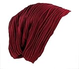 Hot Fashion Slouch Wrinkled Beanie Cap Slouchy Skull Hat (Red)