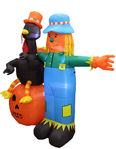 6 Foot Thanksgiving Inflatable Scarecrow + Turkey + Pumpkin