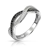 Bling Jewelry Simulated Onyx CZ Pave Twist Sterling Silver Infinity Ring