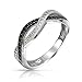 Bling Jewelry Simulated Onyx CZ Pave Twist Sterling Silver Infinity Ring