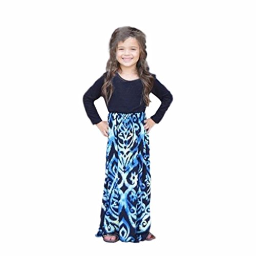 Misaky Daughter Long Sleeve Printing Stitching Dress Girls Dress (90CM(Age:4T), Daughter)