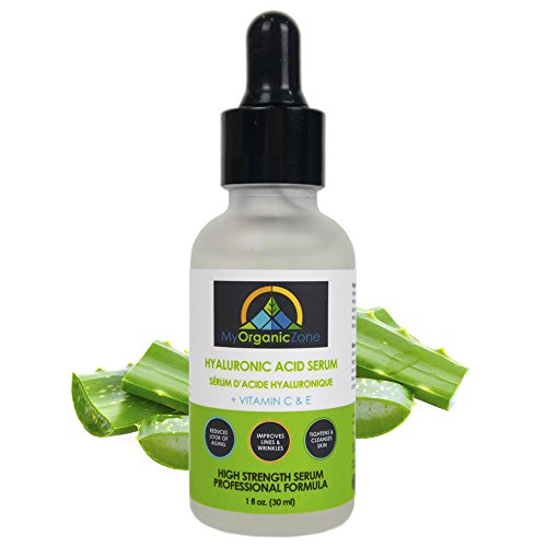Hyaluronic Acid Serum + Vitamin C + Vitamin E, Organic Skin Moisturizer, Anti Aging and Anti Wrinkle Properties (1fl.oz/30ml)
