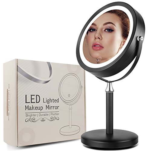 Quinskkin Lighted Makeup Mirror，8" Rechargeable Magnifying Makeup