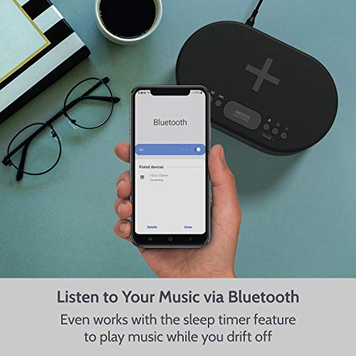 Bedside Radio Alarm Clock with USB Charger, Bluetooth Speaker, QI Wireless Charging, Dual Alarm & Dimmable LED Display (Black) - Thumbnail 5