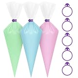 Kootek 100 Pack 16 Inch Extra Thick Pastry Bags Large Disposable Icing Decorating Bags Cake Piping Bags with 5 Bag Ties for all Sized Tips Kit and Couplers Baking Cupcakes Cookies Candy Supplies Tool