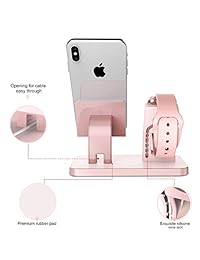 BENTOBEN soporte para Apple Watch, iPhone 6, soporte cargador para Apple Watch Series 1 Series 2 iPhone iPad con soporte de silicona de caucho antiderrapante