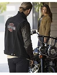 Harley-Davidson - Chaqueta vaquera de piel para hombre, color negro