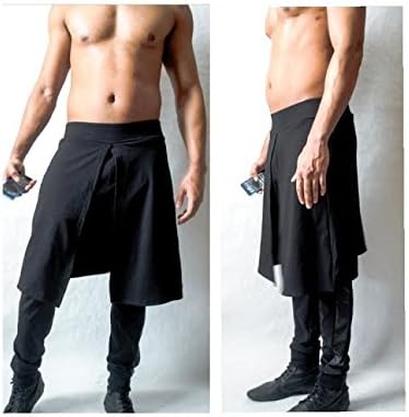Mens Jogger With kilt Overlay With Faux Leather Side Inset