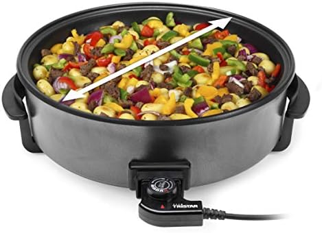 Tristar PZ-9145 Sauteuse électrique multifonction XXL, 40cm de diamètre, Thermostat réglable, 7.5 liters, Noir