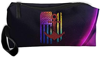 Sailor Boat Anchor America Flag Multi-functional Cosmetic Makeup Bag Zipper Closure Bags Toiletries Organizer Bag