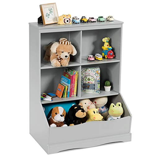 Giantex Cubby Toy Organizer, Wood Storage 3 Shelf 4 Cube Units