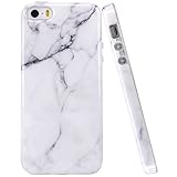 iPhone 5 Case, iPhone 5S Case, JAHOLAN White Marble Design Slim Shockproof Clear Bumper TPU Soft Case Rubber Silicone Skin Cover for Apple iPhone 5 5S SE