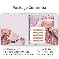 Ospelelf 3 Ring Binder 1 Inch, Cute Binder for