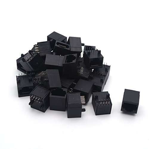 Antrader 30pcs RJ45 Modular Jack 8P8C 8 Pins PCB Mount Telephone Connector