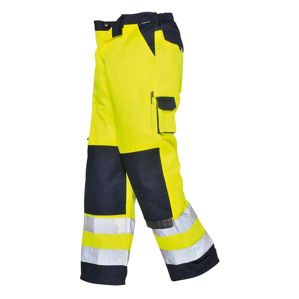 Portwest Lyon Hi-Vis Trouser, Size: M, Colour: Yellow/Navy Tall, TX51YNTM