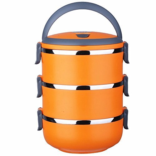 Stacking 3 Tier Stainless Steel Lunch Box Bentos / Food Carrier /Food Container / Taffin Lunch Box Containers Portion Control 2.2L