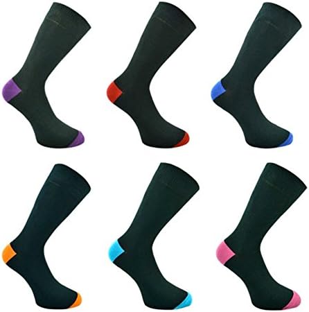StyleMyFeetMen's Cotton Rich Lycra Contrast Heel & Toe Casual Formal Socks