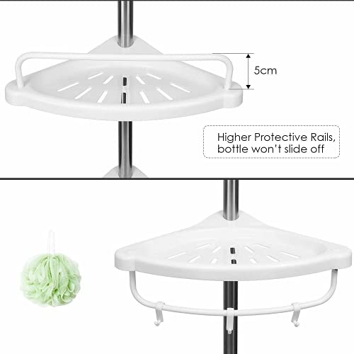 Corner Shower Caddy, Shower Corner Caddy Tension Pole with 4 Tier Constant Shower Organizer for Bathroom Bathtub Adjustable Corner Rack 3.3ft-8.5ft