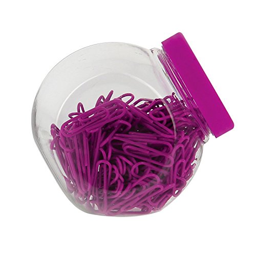 eBuyGB 8 Packs of 27 mm 200 Coloured Plastic Coated Metal Paper Clip in Candy Box, Pink